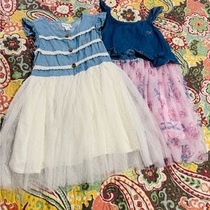 Blue and White Kids Dress for Girls Calvin Klein